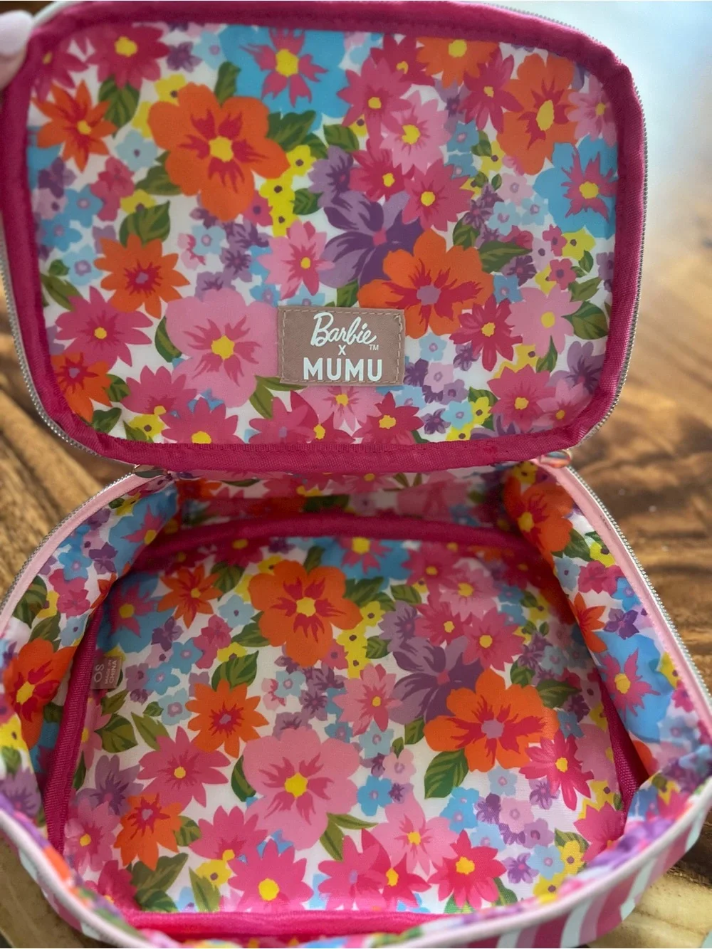 Show Me Your MuMu Pink and White Striped Cosmetic Case